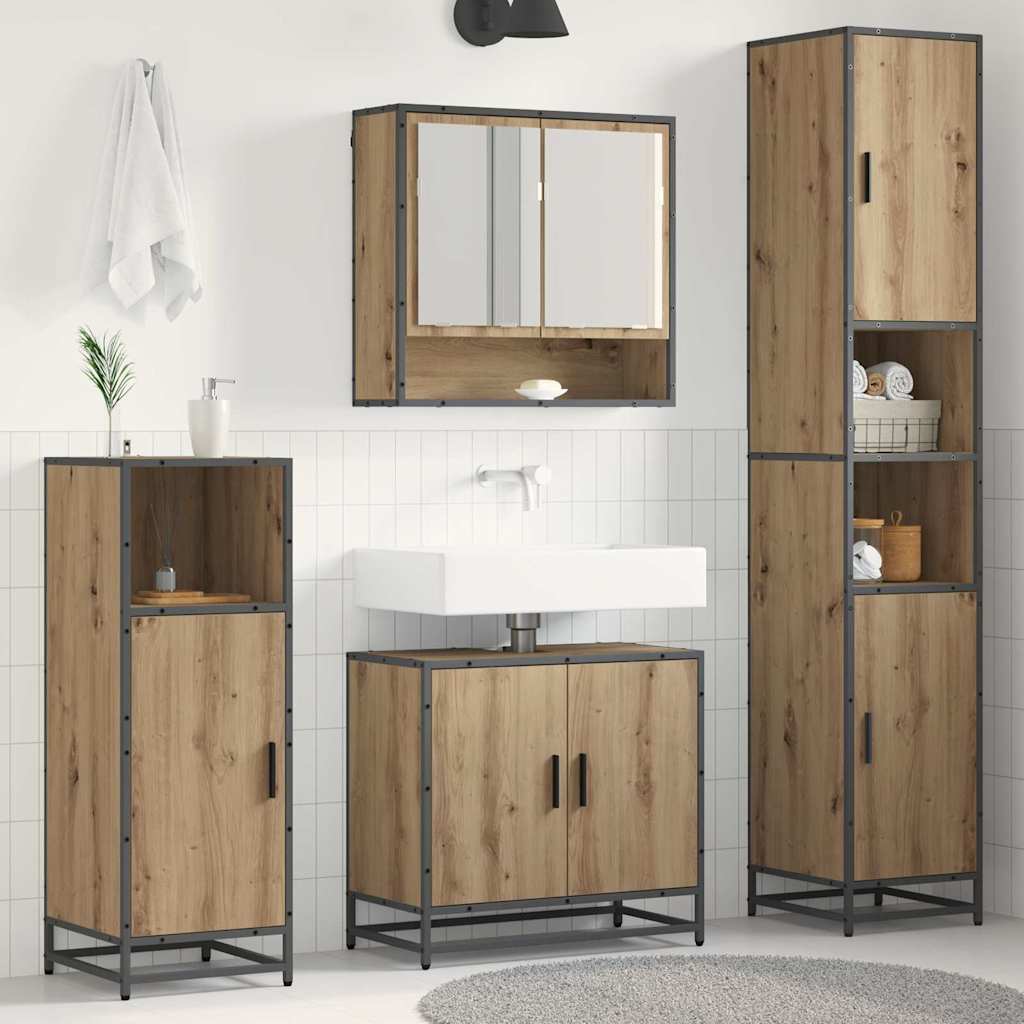 Σετ Επίπλων Μπάνιου 3 pcs Artisan Oak Επεξεργασμένο ξύλο - Pakobazaar