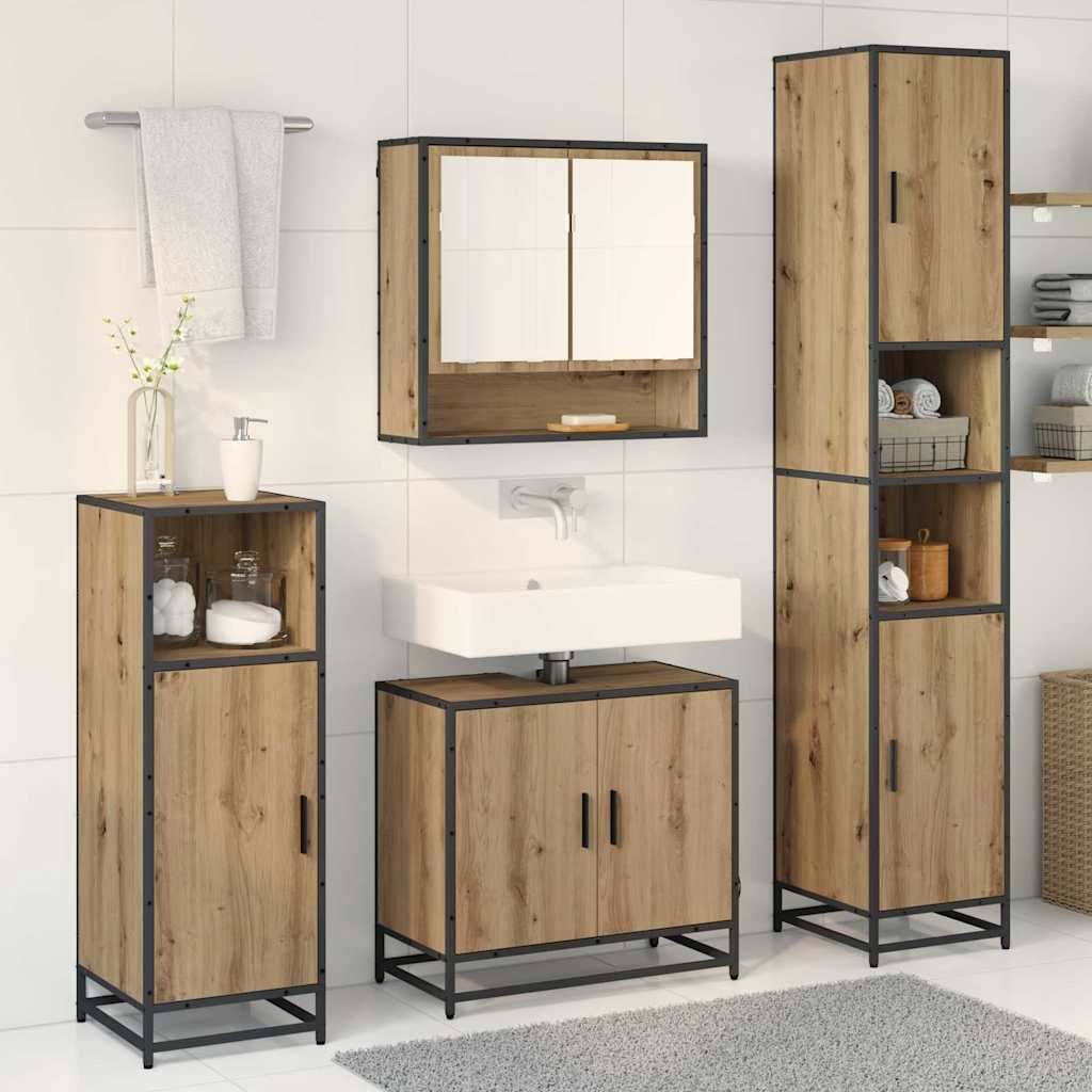 Σετ Επίπλων Μπάνιου 3 pcs Artisan Oak Επεξεργασμένο ξύλο - Pakobazaar