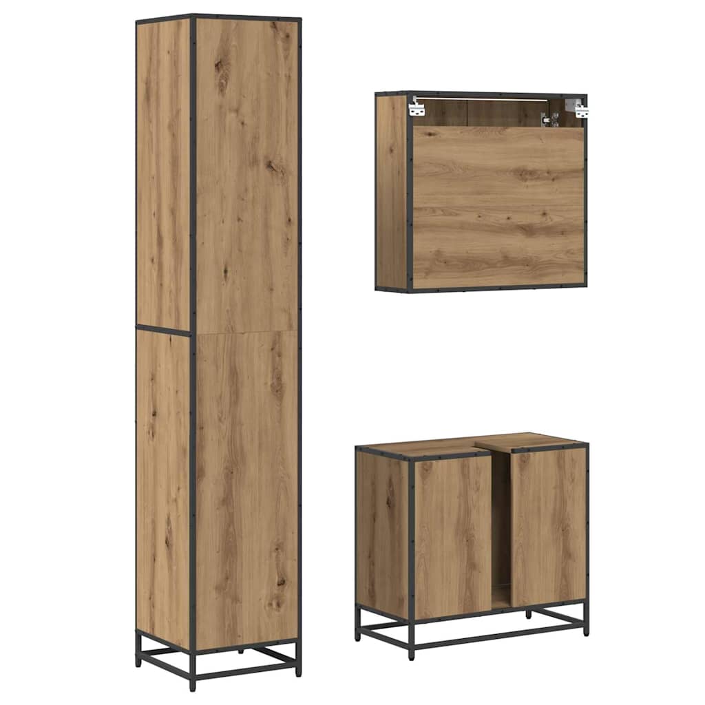 Σετ Επίπλων Μπάνιου 3 pcs Artisan Oak Επεξεργασμένο ξύλο - Pakobazaar