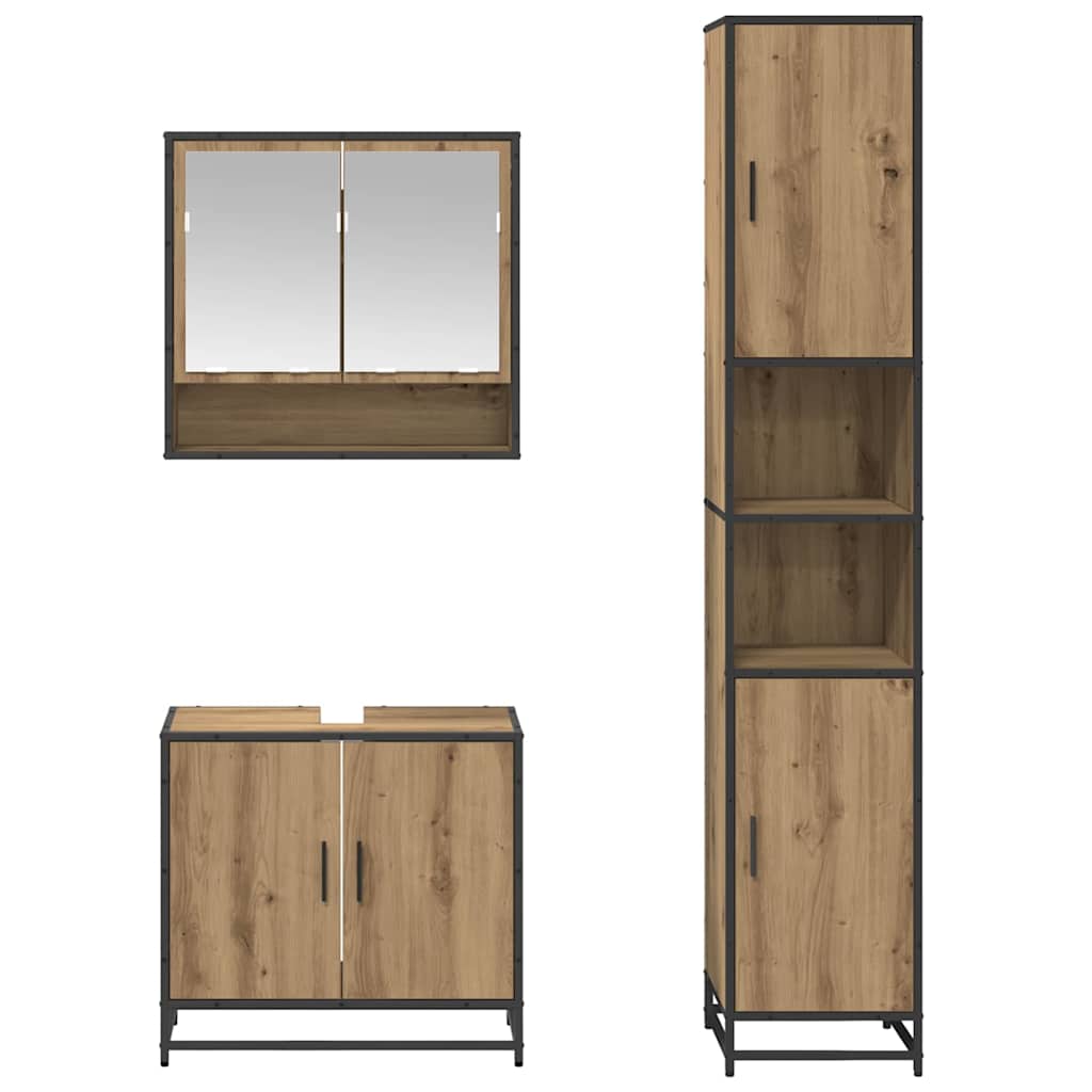 Σετ Επίπλων Μπάνιου 3 pcs Artisan Oak Επεξεργασμένο ξύλο - Pakobazaar