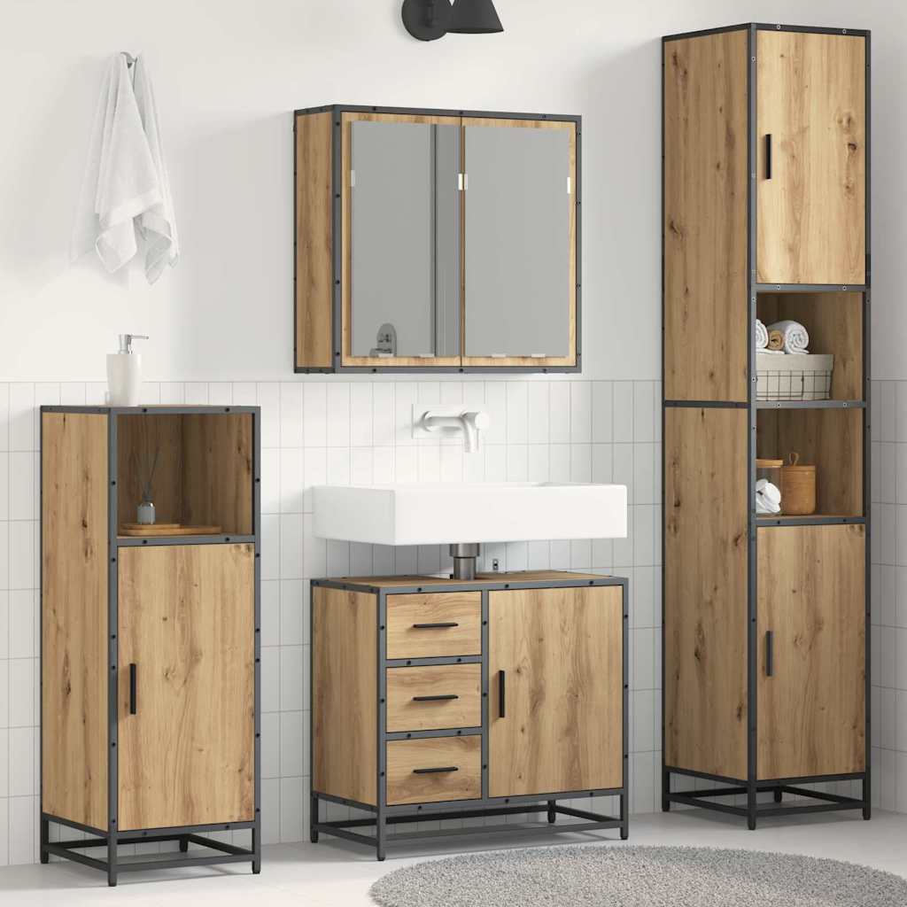 Σετ Επίπλων Μπάνιου 4 pcs Artisan Oak Επεξεργασμένο ξύλο - Pakobazaar