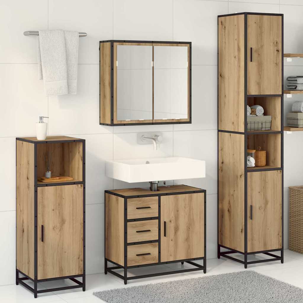 Σετ Επίπλων Μπάνιου 4 pcs Artisan Oak Επεξεργασμένο ξύλο - Pakobazaar