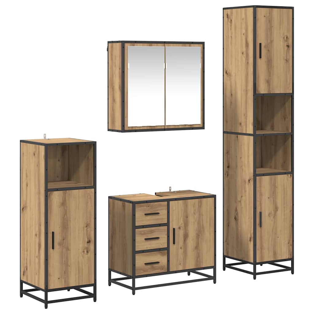 Σετ Επίπλων Μπάνιου 4 pcs Artisan Oak Επεξεργασμένο ξύλο - Pakobazaar