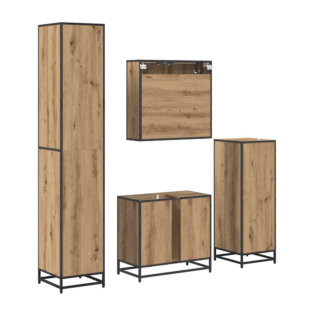 Σετ Επίπλων Μπάνιου 4 pcs Artisan Oak Επεξεργασμένο ξύλο - Pakobazaar