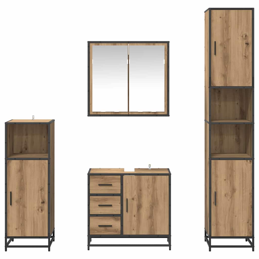 Σετ Επίπλων Μπάνιου 4 pcs Artisan Oak Επεξεργασμένο ξύλο - Pakobazaar