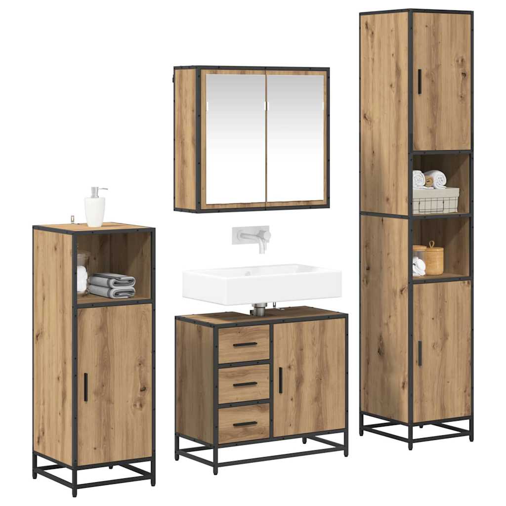 Σετ Επίπλων Μπάνιου 4 pcs Artisan Oak Επεξεργασμένο ξύλο - Pakobazaar