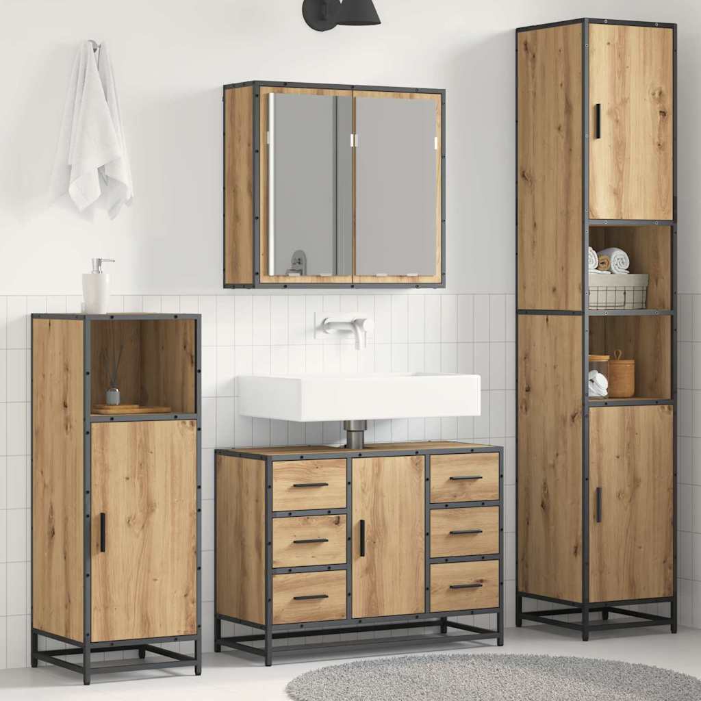 Σετ Επίπλων Μπάνιου 3 pcs Artisan Oak Επεξεργασμένο ξύλο - Pakobazaar