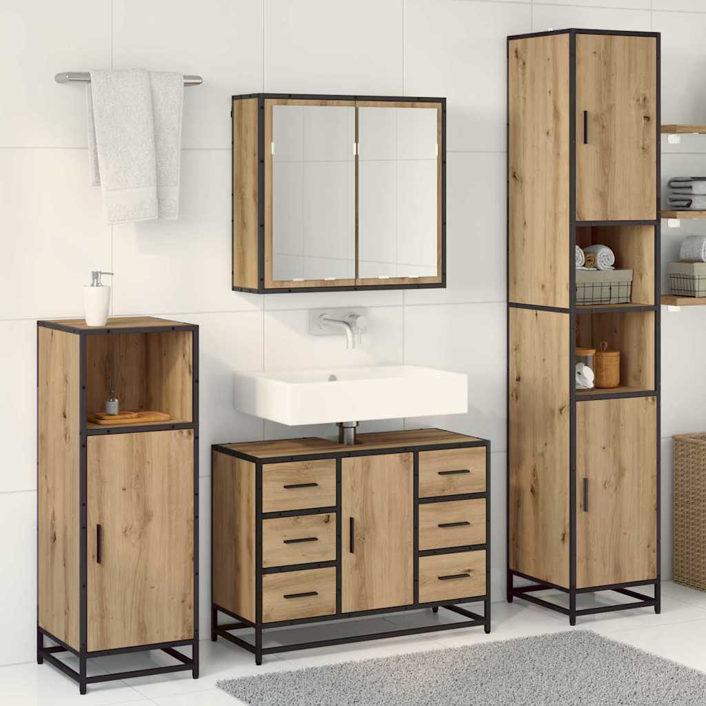 Σετ Επίπλων Μπάνιου 3 pcs Artisan Oak Επεξεργασμένο ξύλο - Pakobazaar
