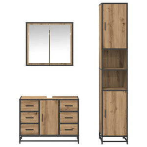 Σετ Επίπλων Μπάνιου 3 pcs Artisan Oak Επεξεργασμένο ξύλο - Pakobazaar