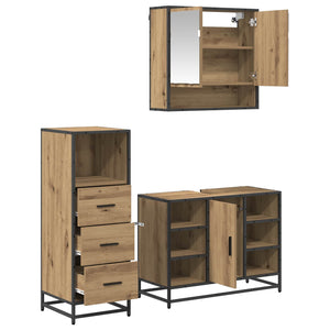 Σετ Επίπλων Μπάνιου 3 pcs Artisan Oak Επεξεργασμένο ξύλο - Pakobazaar