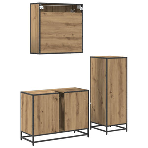 Σετ Επίπλων Μπάνιου 3 pcs Artisan Oak Επεξεργασμένο ξύλο - Pakobazaar