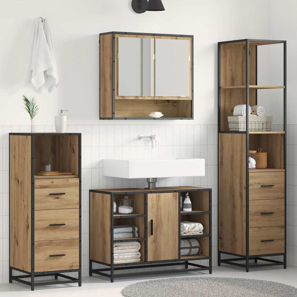 Σετ Επίπλων Μπάνιου 3 pcs Artisan Oak Επεξεργασμένο ξύλο - Pakobazaar