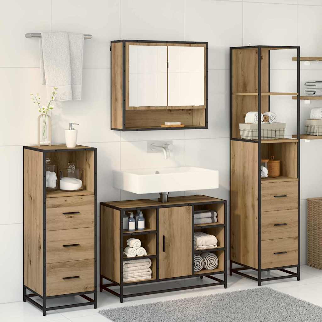 Σετ Επίπλων Μπάνιου 3 pcs Artisan Oak Επεξεργασμένο ξύλο - Pakobazaar