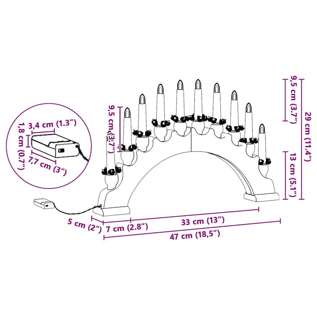 Χριστουγεννιάτικος Κεφαλόσκαφος με 10 LED Κεριά Λευκό - Pakobazaar