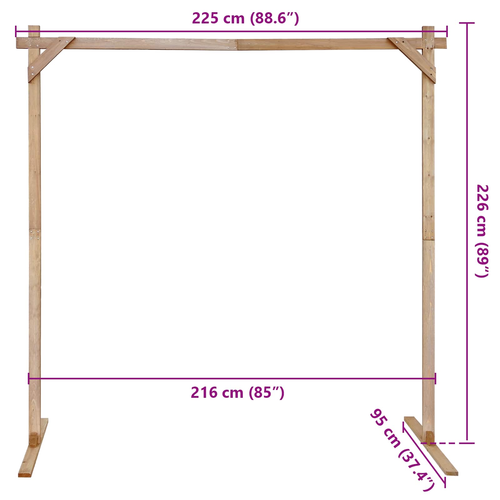 Αψίδα Γάμου Ανοιχτό καφέ 225 x 95 x 226 εκ Στερεό ξύλο πεύκου - Pakobazaar