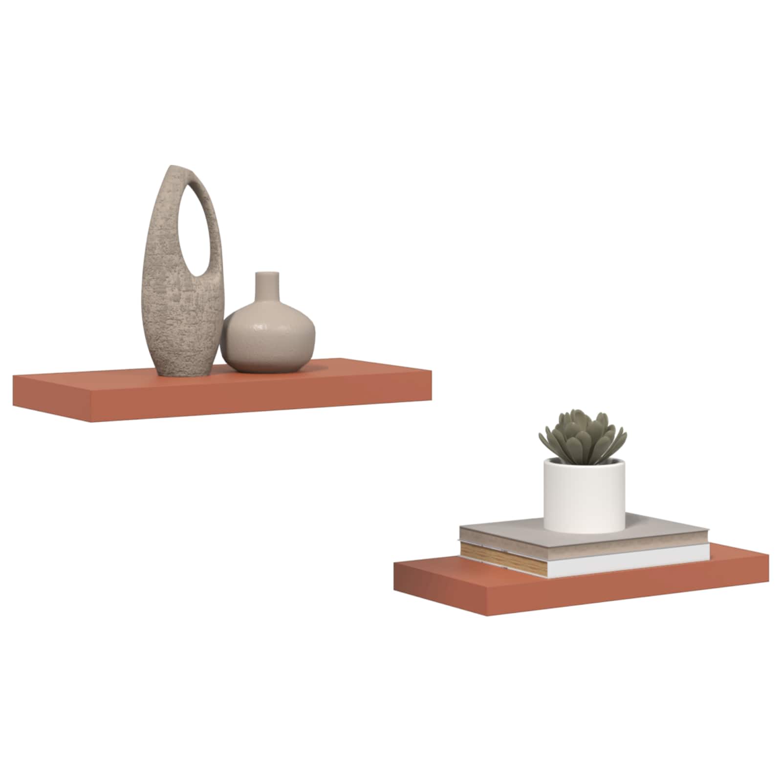 Ράφι Τοίχου 2 pcs Κόκκινο 50 x 23 x 4 εκ. Επεξεργασμένο ξύλο