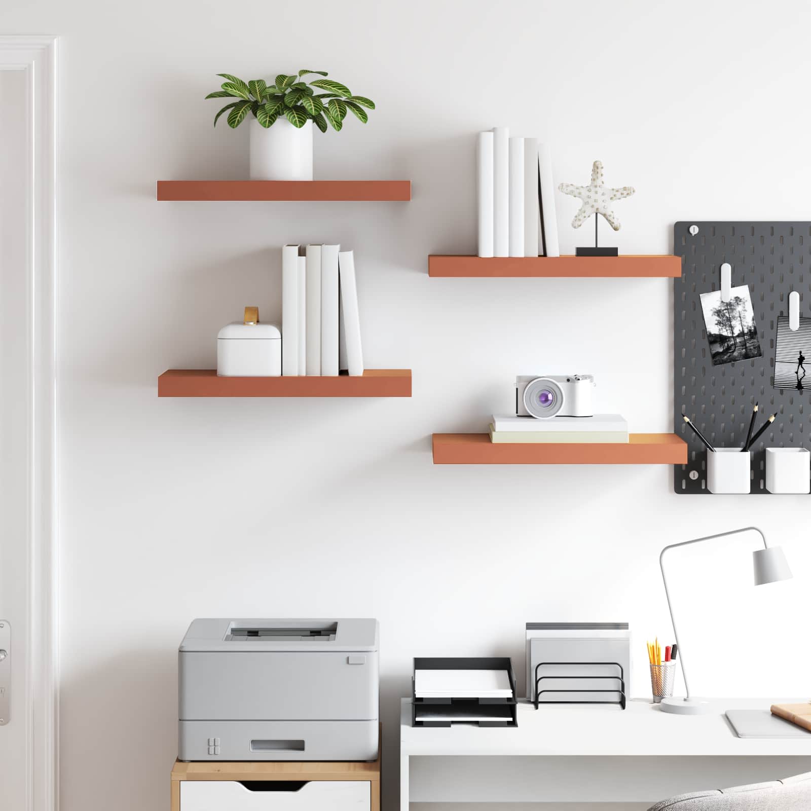 Ράφι Τοίχου 4 pcs Κόκκινο 50 x 23 x 4 εκ. Επεξεργασμένο ξύλο - Pakobazaar