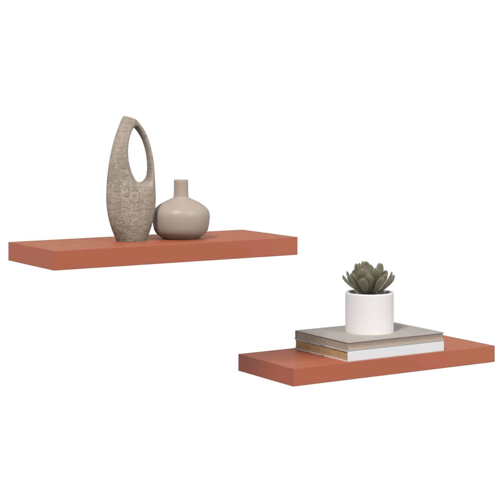 Ράφι Τοίχου 2 pcs Κόκκινο 60 x 23 x 4 εκ. Επεξεργασμένο ξύλο - Pakobazaar