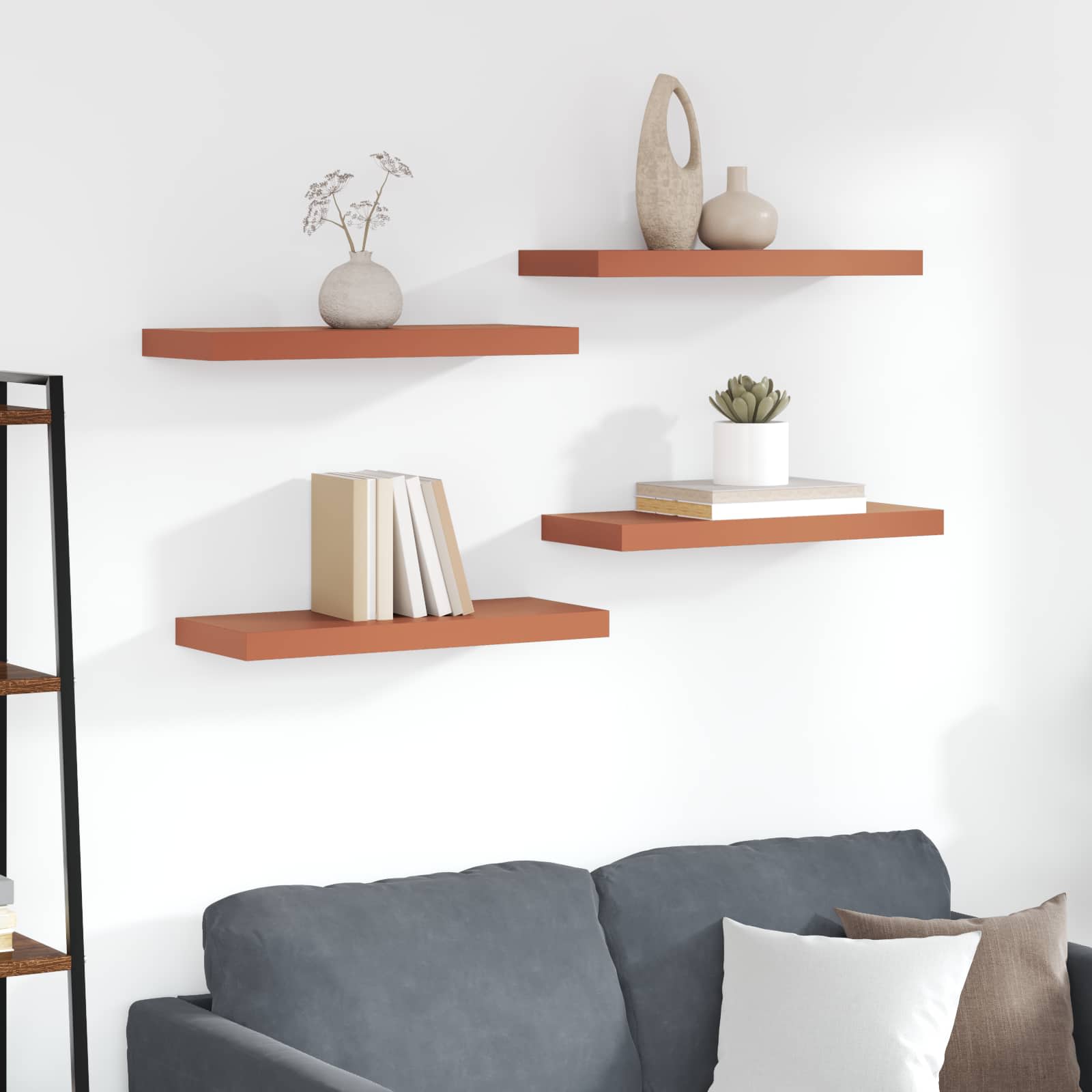 Ράφι Τοίχου 4 pcs Κόκκινο 60 x 23 x 4 εκ. Επεξεργασμένο ξύλο - Pakobazaar