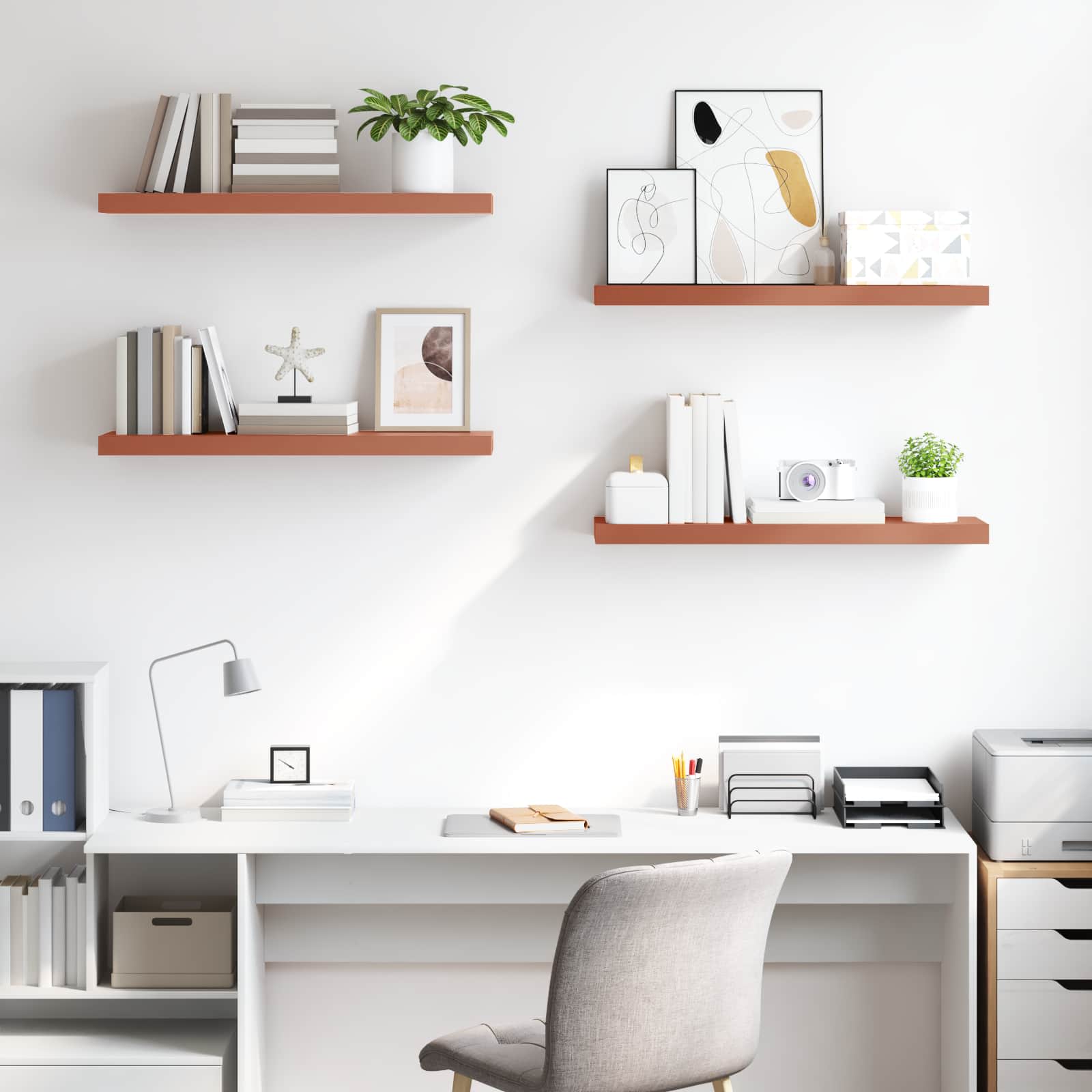 Ράφι Τοίχου 4 pcs Κόκκινο 80 x 23,5 x 4 εκ Επεξεργασμένο ξύλο