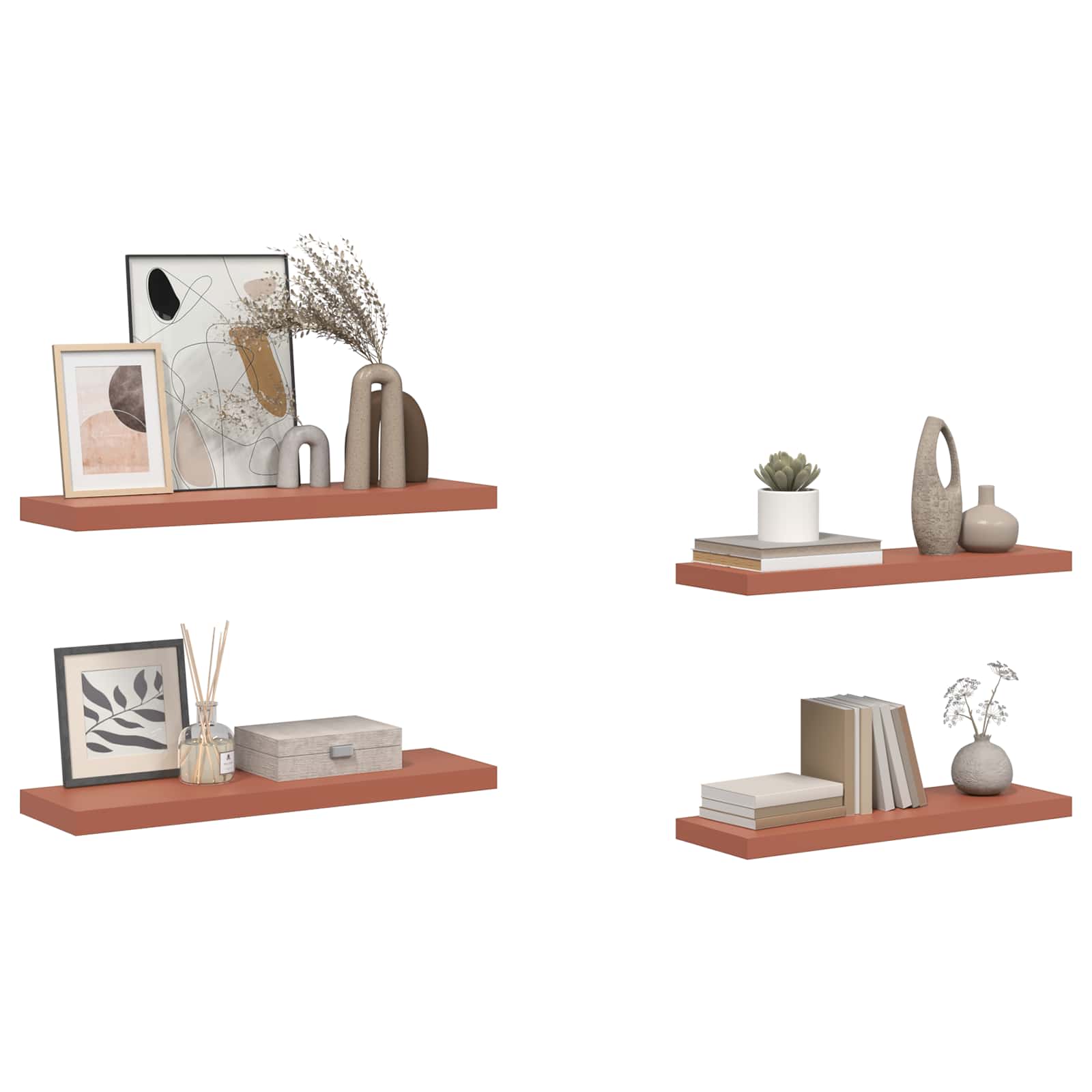 Ράφι Τοίχου 4 pcs Κόκκινο 80 x 23,5 x 4 εκ Επεξεργασμένο ξύλο