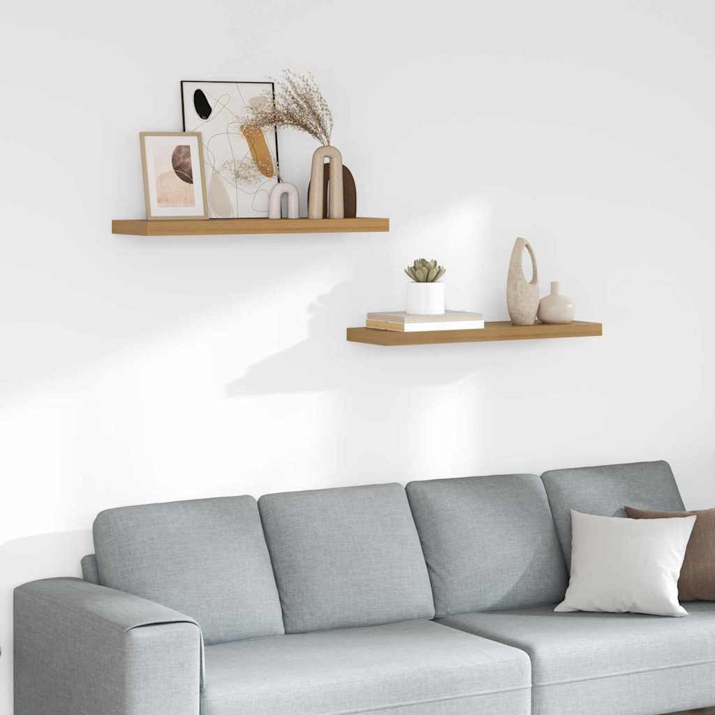 Ράφι Τοίχου 2 pcs Καφέ 90 x 23,5 x 4 εκ Επεξεργασμένο ξύλο - Pakobazaar