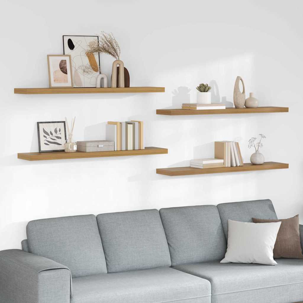 Ράφι Τοίχου 4 pcs Καφέ 120 x 23,5 x 4 εκ Επεξεργασμένο ξύλο