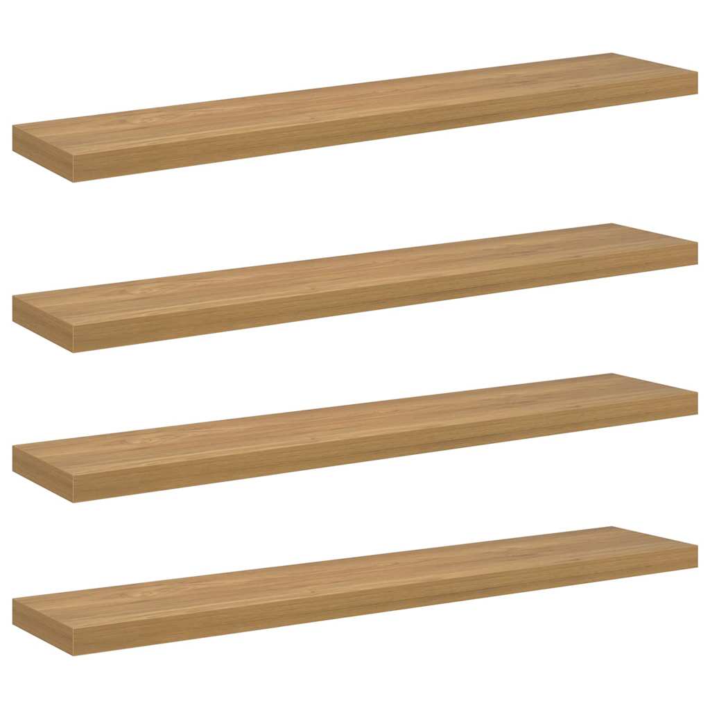 Ράφι Τοίχου 4 pcs Καφέ 120 x 23,5 x 4 εκ Επεξεργασμένο ξύλο