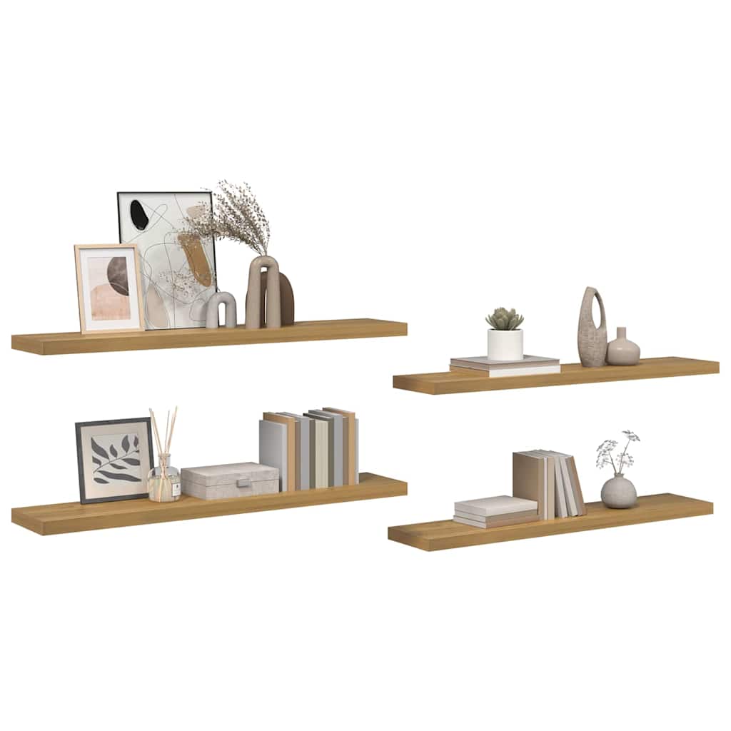 Ράφι Τοίχου 4 pcs Καφέ 120 x 23,5 x 4 εκ Επεξεργασμένο ξύλο