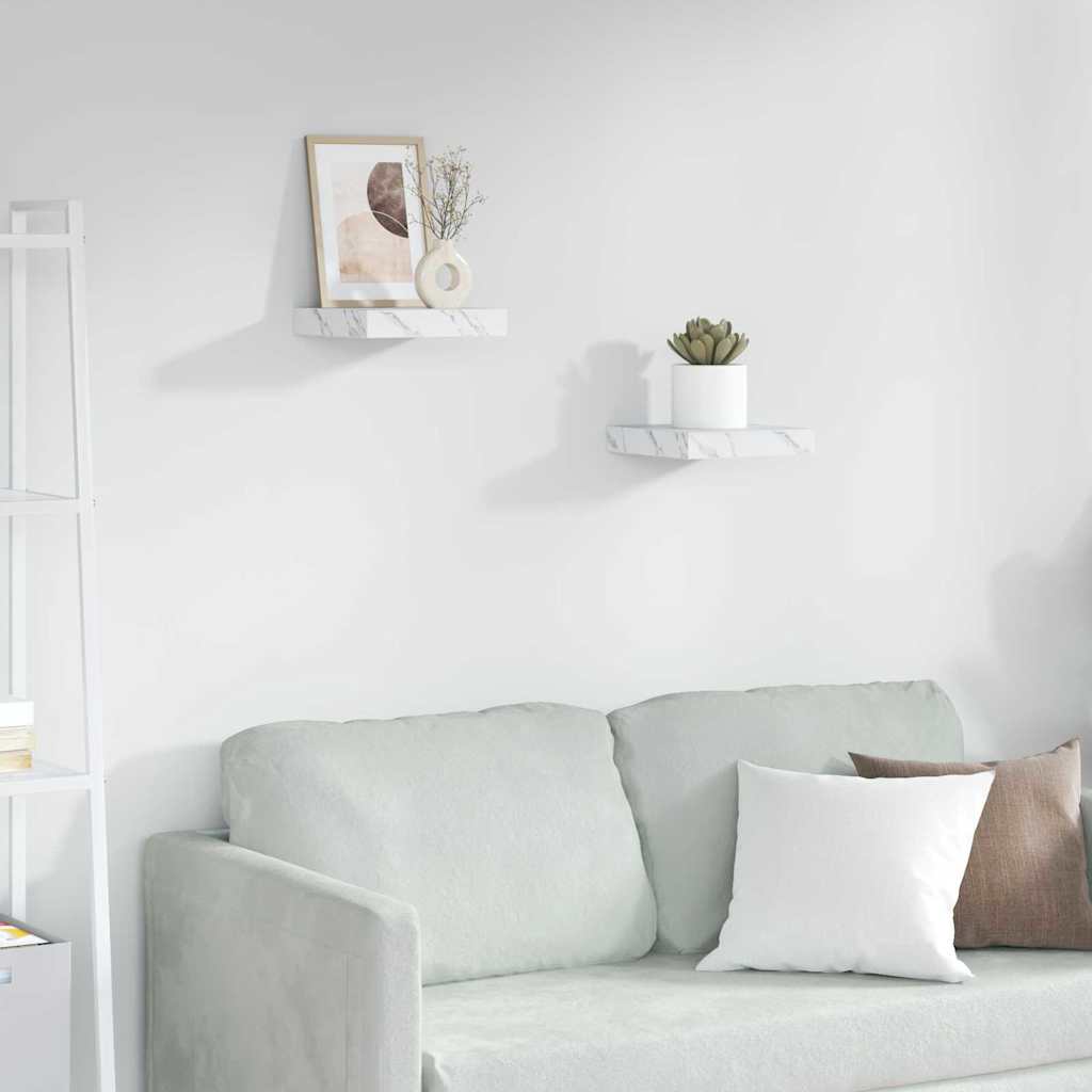 Ράφι Τοίχου Επιτοίχιο 2 pcs Λευκό Μάρμαρο 23 x 23,5 x 4 εκ