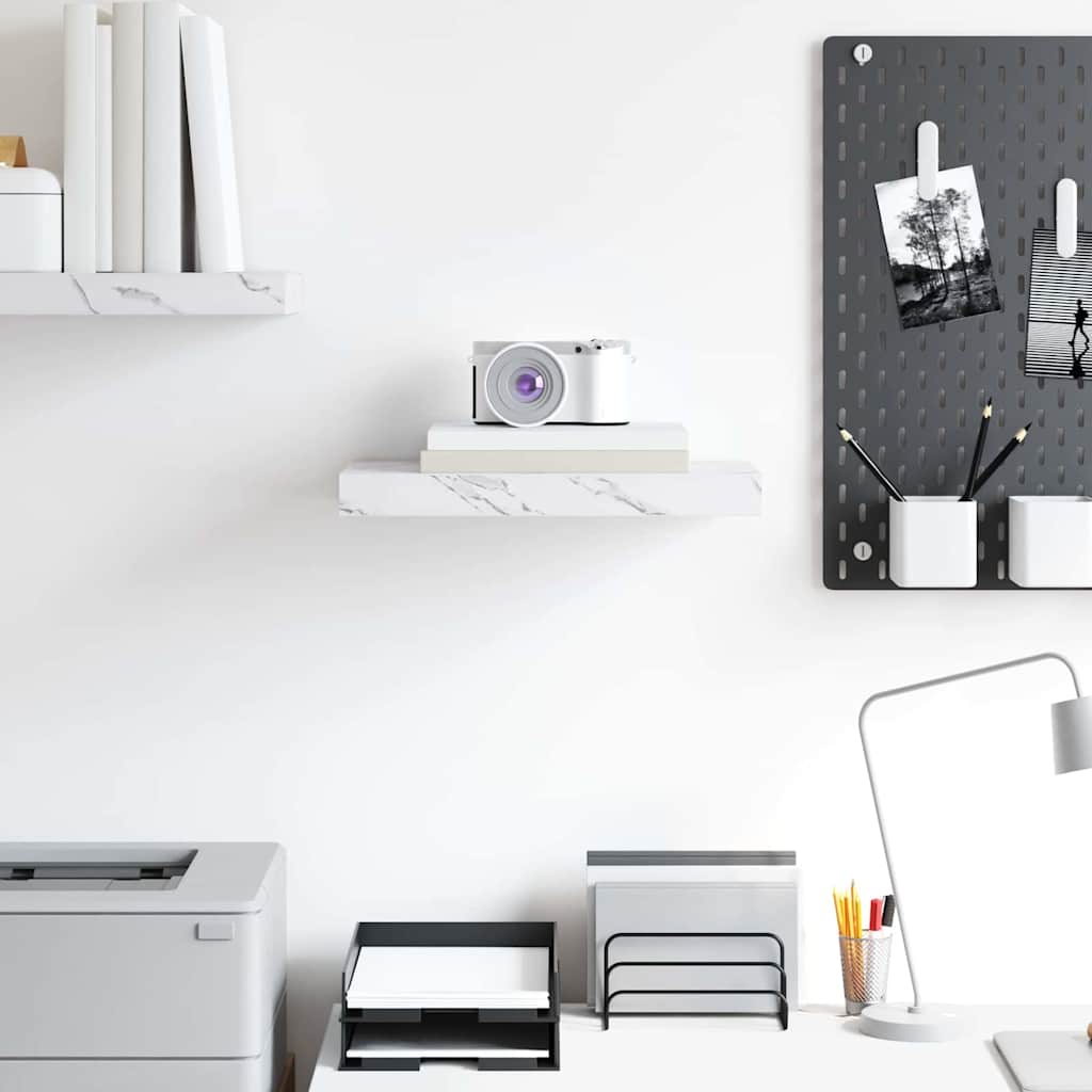 Ράφι Τοίχου Λευκό Μάρμαρο 40 x 23,5 x 4 εκ Επεξεργασμένο ξύλο