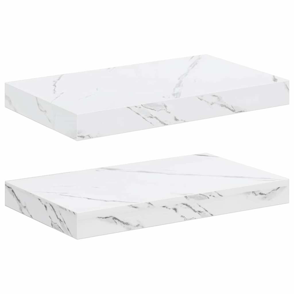Ράφι Τοίχου Επιτοίχιο 2 pcs Λευκό Μάρμαρο 40 x 23,5 x 4 εκ