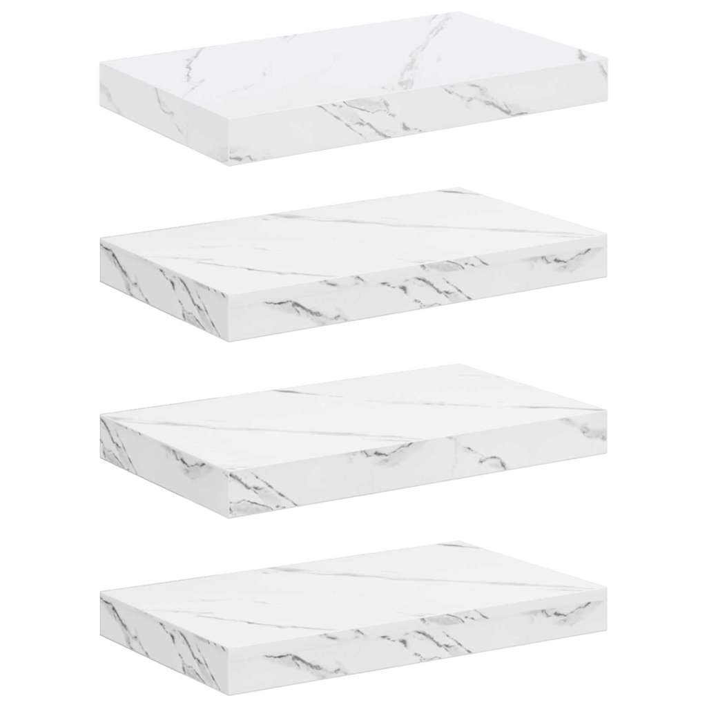 Ράφι Τοίχου Επιτοίχιο 4 pcs Λευκό Μάρμαρο 40 x 23,5 x 4 εκ