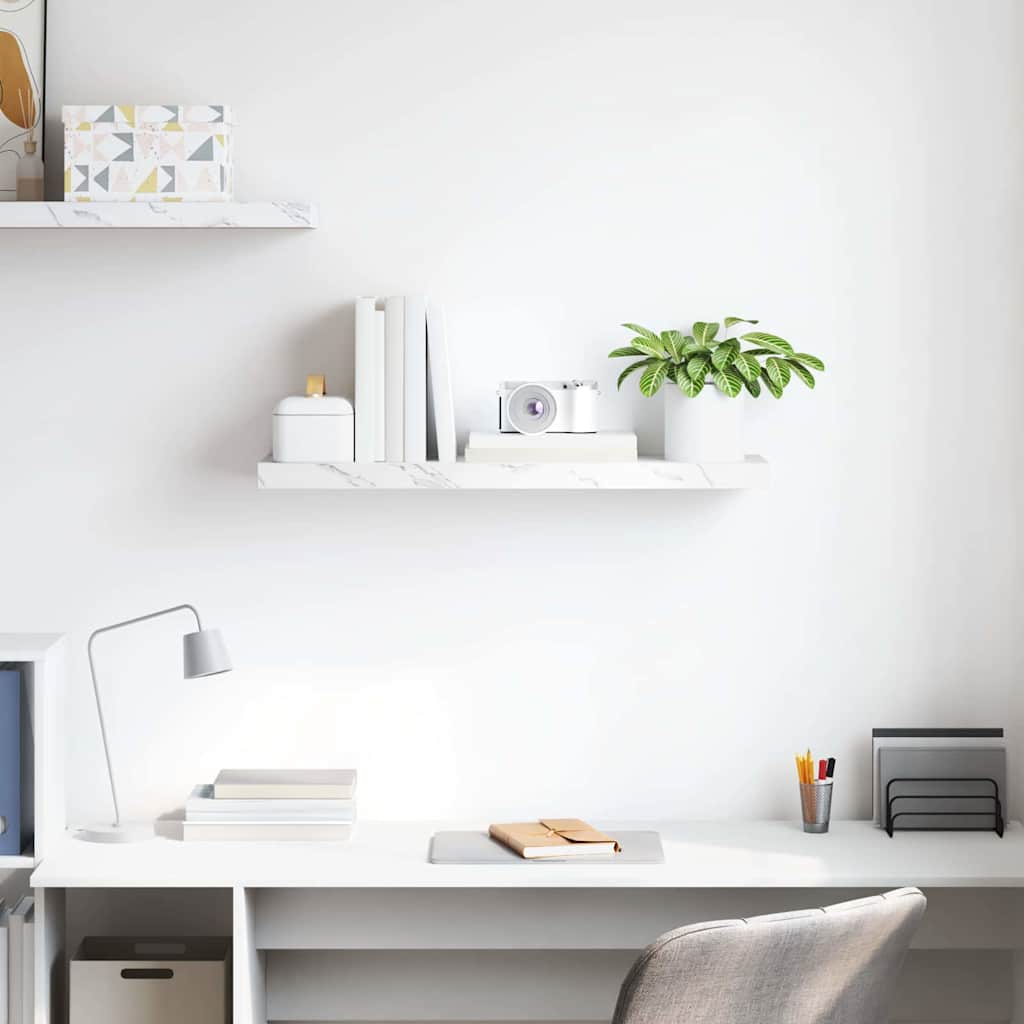 Ράφι Τοίχου Λευκό Μάρμαρο 90 x 23,5 x 4 εκ Επεξεργασμένο ξύλο - Pakobazaar