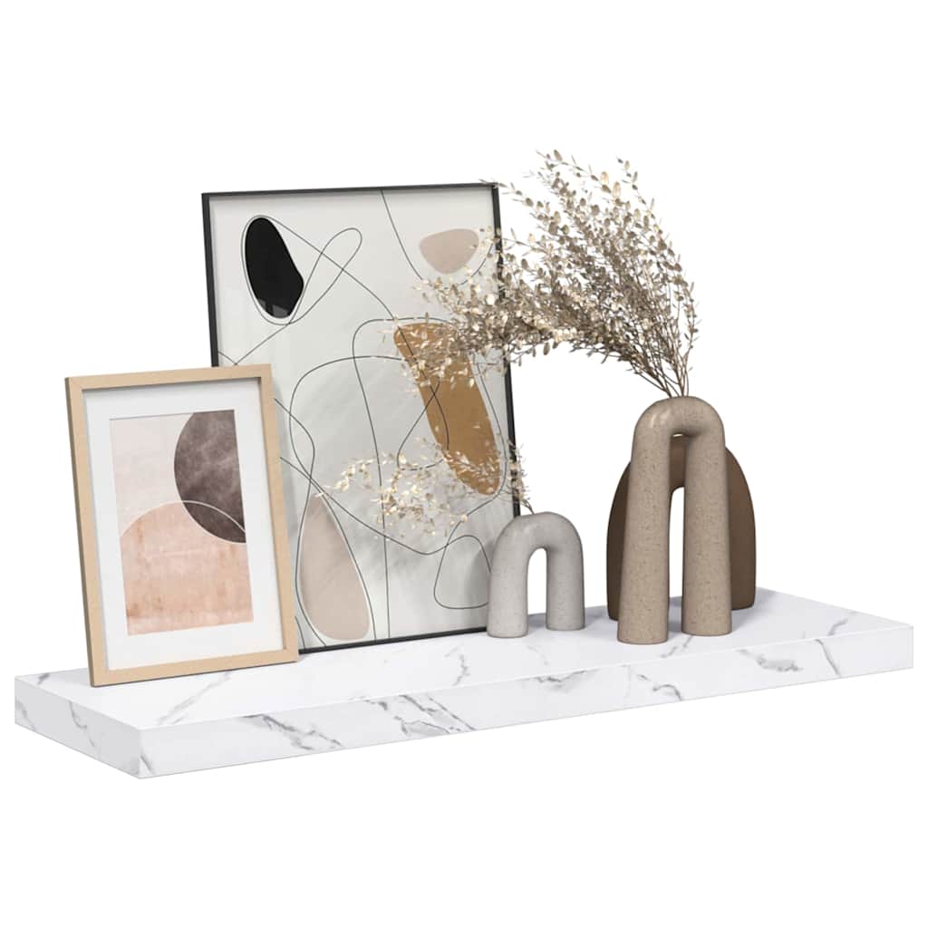 Ράφι Τοίχου Λευκό Μάρμαρο 90 x 23,5 x 4 εκ Επεξεργασμένο ξύλο - Pakobazaar