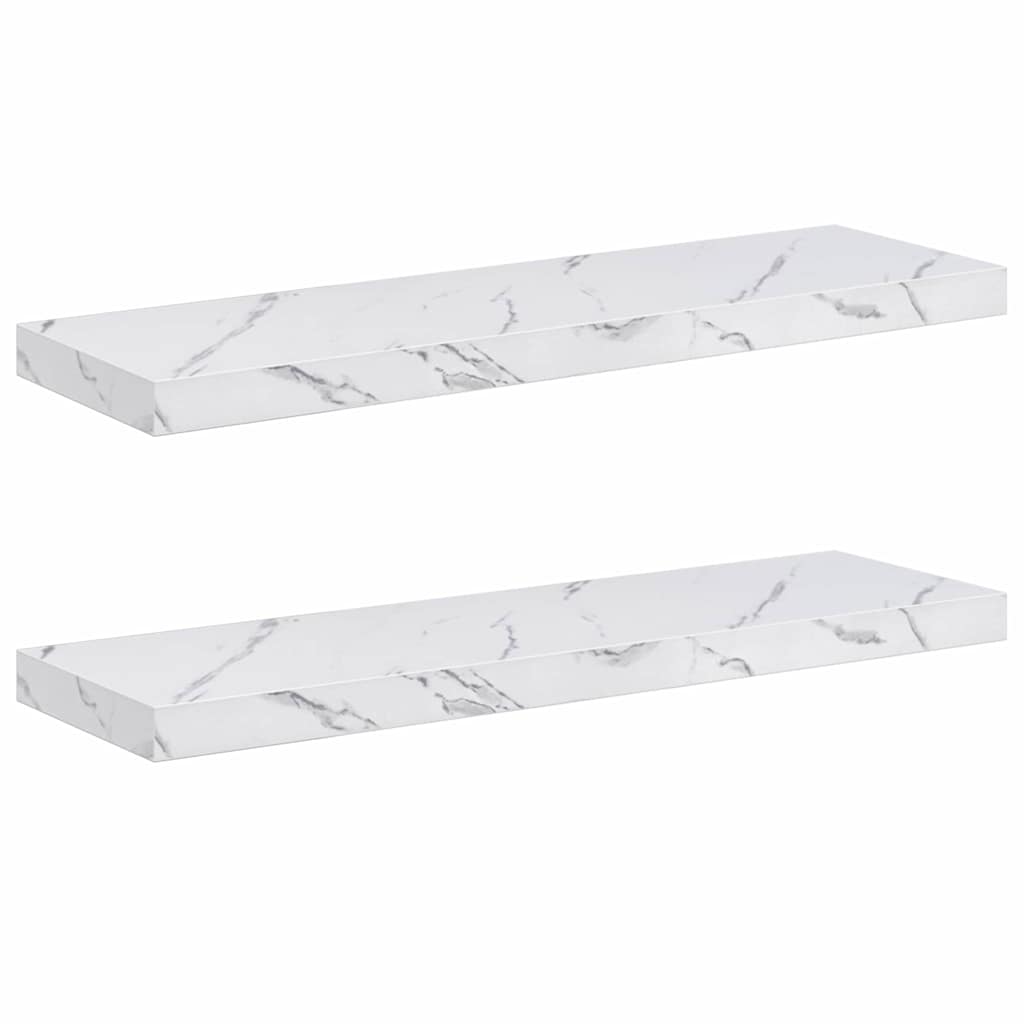 Ράφι Τοίχου Επιτοίχιο 2 pcs Λευκό Μάρμαρο 90 x 23,5 x 4 εκ - Pakobazaar