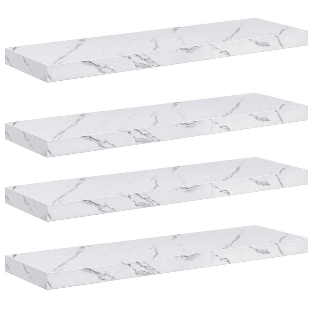 Ράφι Τοίχου Επιτοίχιο 4 pcs Λευκό Μάρμαρο 90 x 23,5 x 4 εκ