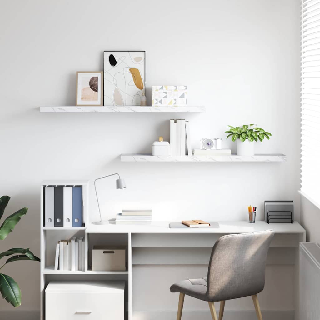 Ράφι Τοίχου Επιτοίχιο 2 pcs Λευκό Μάρμαρο 120 x 23,5 x 4 εκ