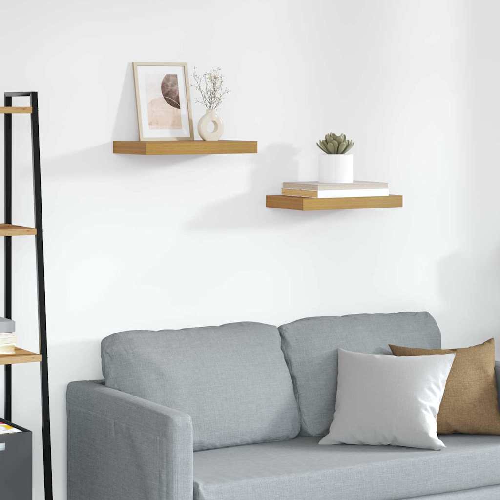 Ράφι Τοίχου 2 pcs Μπεζ 40 x 23,5 x 4 εκ Επεξεργασμένο ξύλο