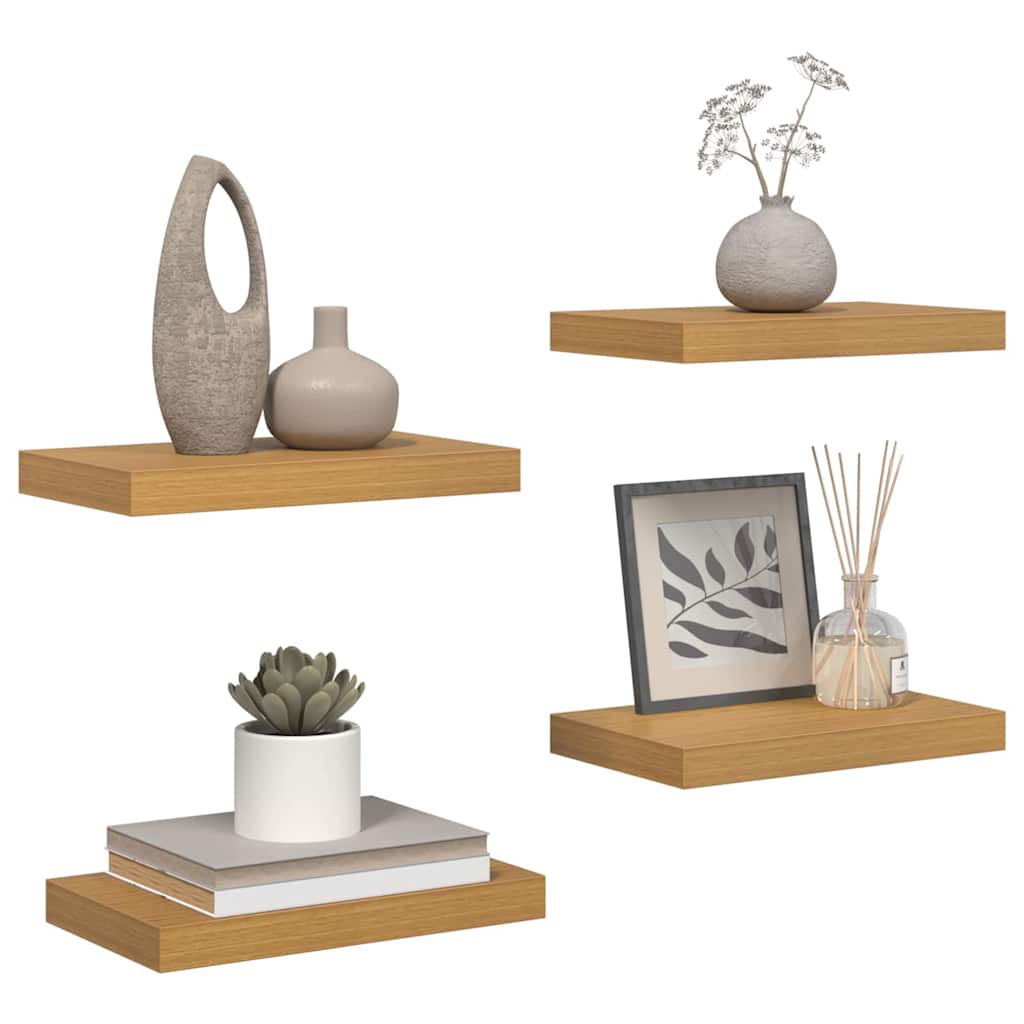 Ράφι Τοίχου 4 pcs Μπεζ 40 x 23,5 x 4 εκ Επεξεργασμένο ξύλο - Pakobazaar