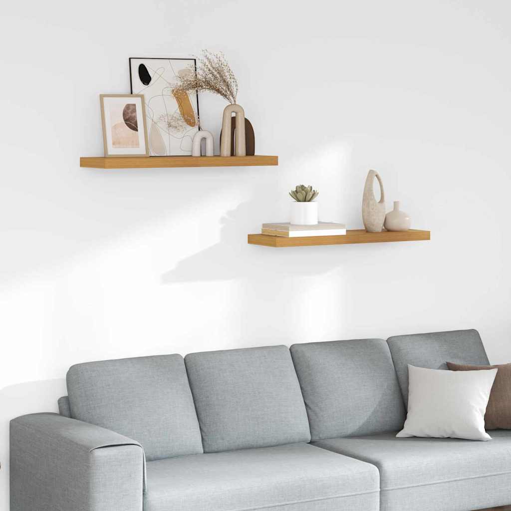 Ράφι Τοίχου 2 pcs Μπεζ 80 x 23,5 x 4 εκ Επεξεργασμένο ξύλο