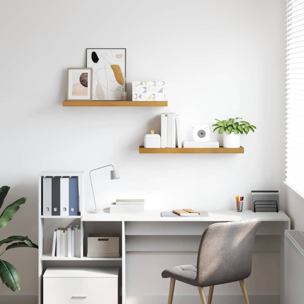 Ράφι Τοίχου 2 pcs Μπεζ 90 x 23,5 x 4 εκ Επεξεργασμένο ξύλο