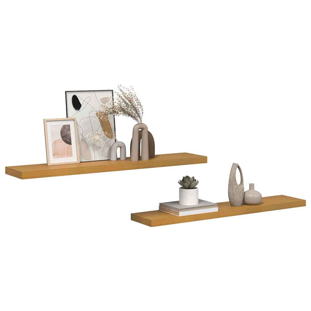 Ράφι Τοίχου 2 pcs Μπεζ 120 x 23,5 x 4 εκ Επεξεργασμένο ξύλο - Pakobazaar