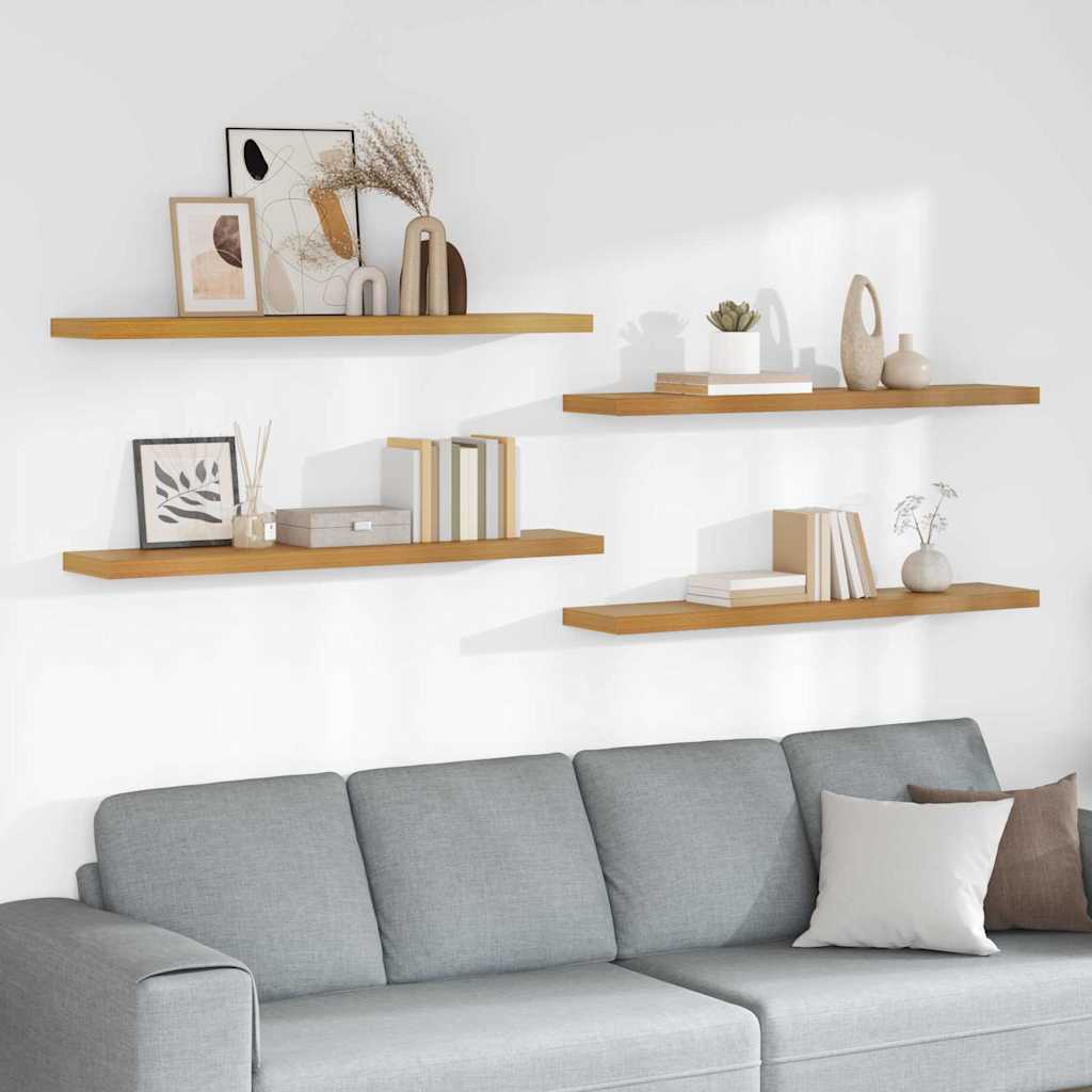 Ράφι Τοίχου 4 pcs Μπεζ 120 x 23,5 x 4 εκ Επεξεργασμένο ξύλο - Pakobazaar
