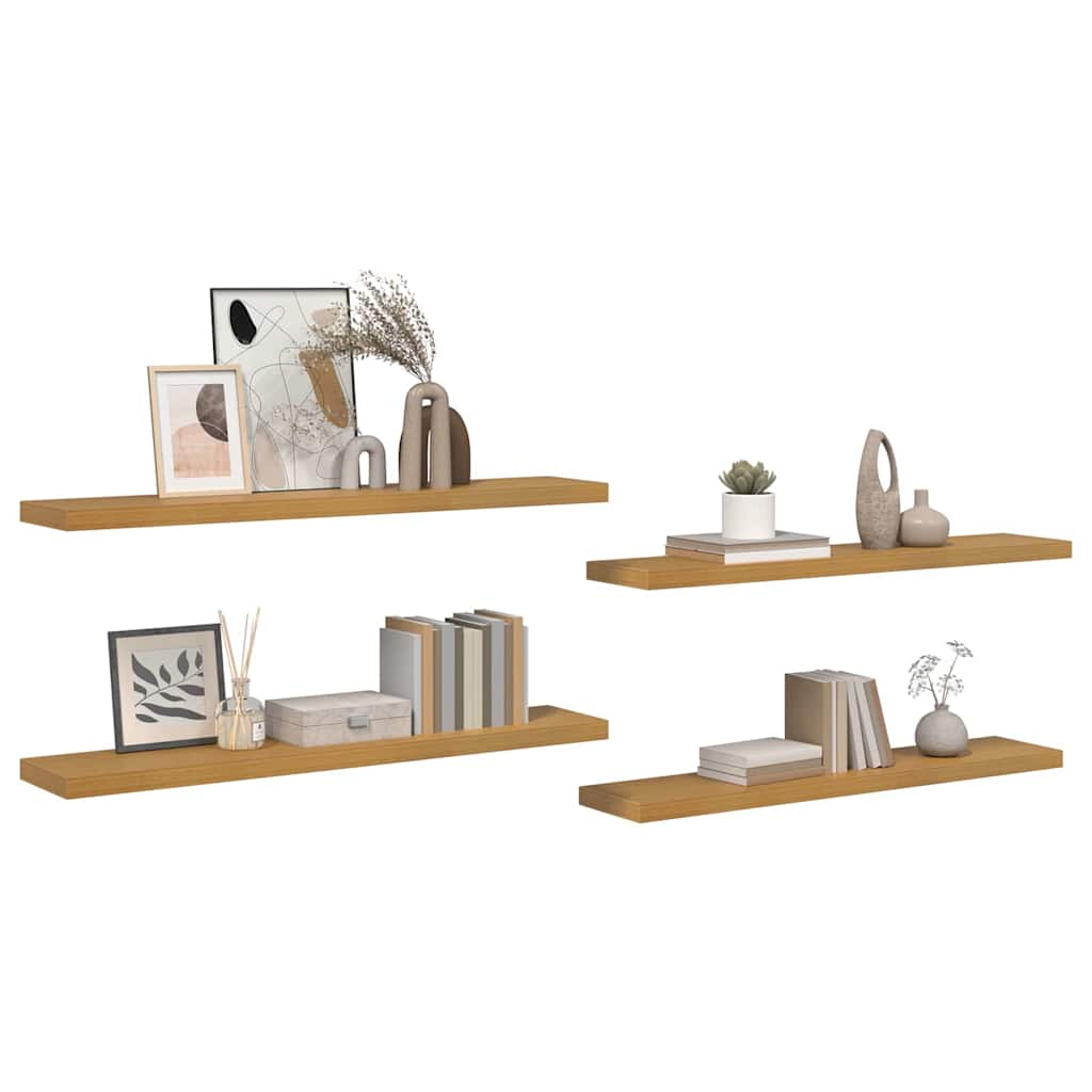 Ράφι Τοίχου 4 pcs Μπεζ 120 x 23,5 x 4 εκ Επεξεργασμένο ξύλο - Pakobazaar