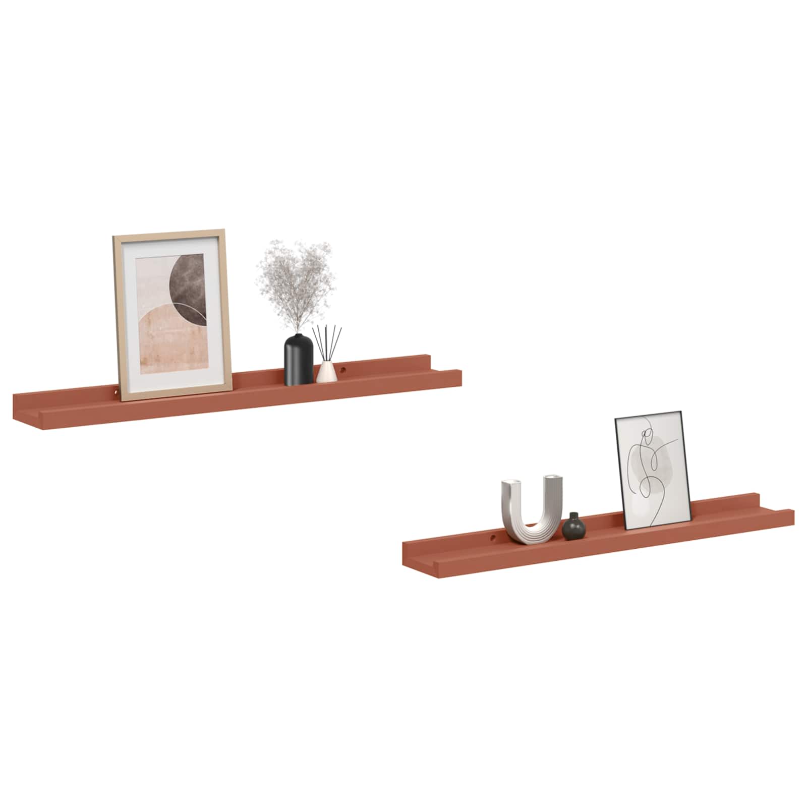 Ράφι Τοίχου 2 pcs Κόκκινο 60 x 9 x 3 cm Επεξεργασμένο ξύλο