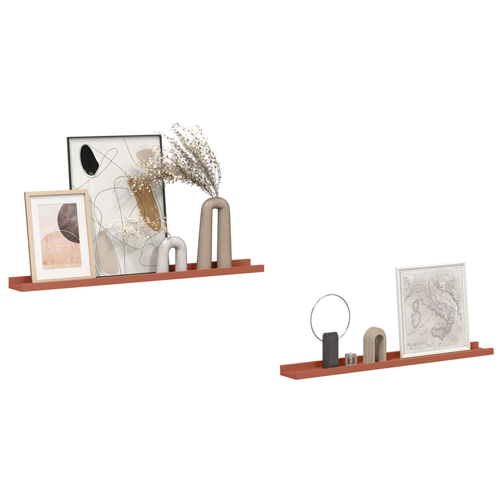 Ράφι Τοίχου 2 pcs Κόκκινο 80 x 9 x 3 cm Επεξεργασμένο ξύλο - Pakobazaar
