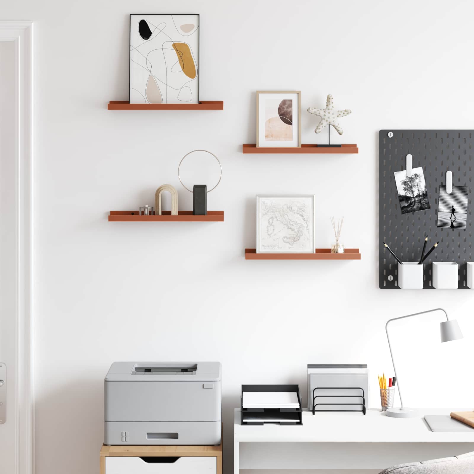 Ράφι Τοίχου 4 pcs Κόκκινο 40 x 9 x 3 cm Επεξεργασμένο ξύλο