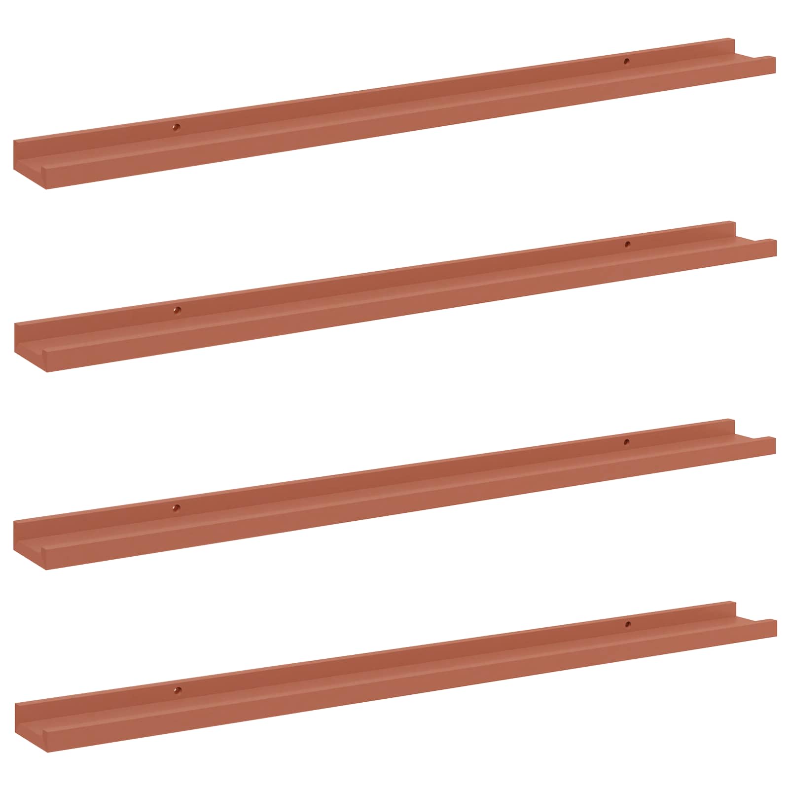 Ράφι Τοίχου 4 pcs Κόκκινο 100 x 9 x 3 cm Επεξεργασμένο ξύλο