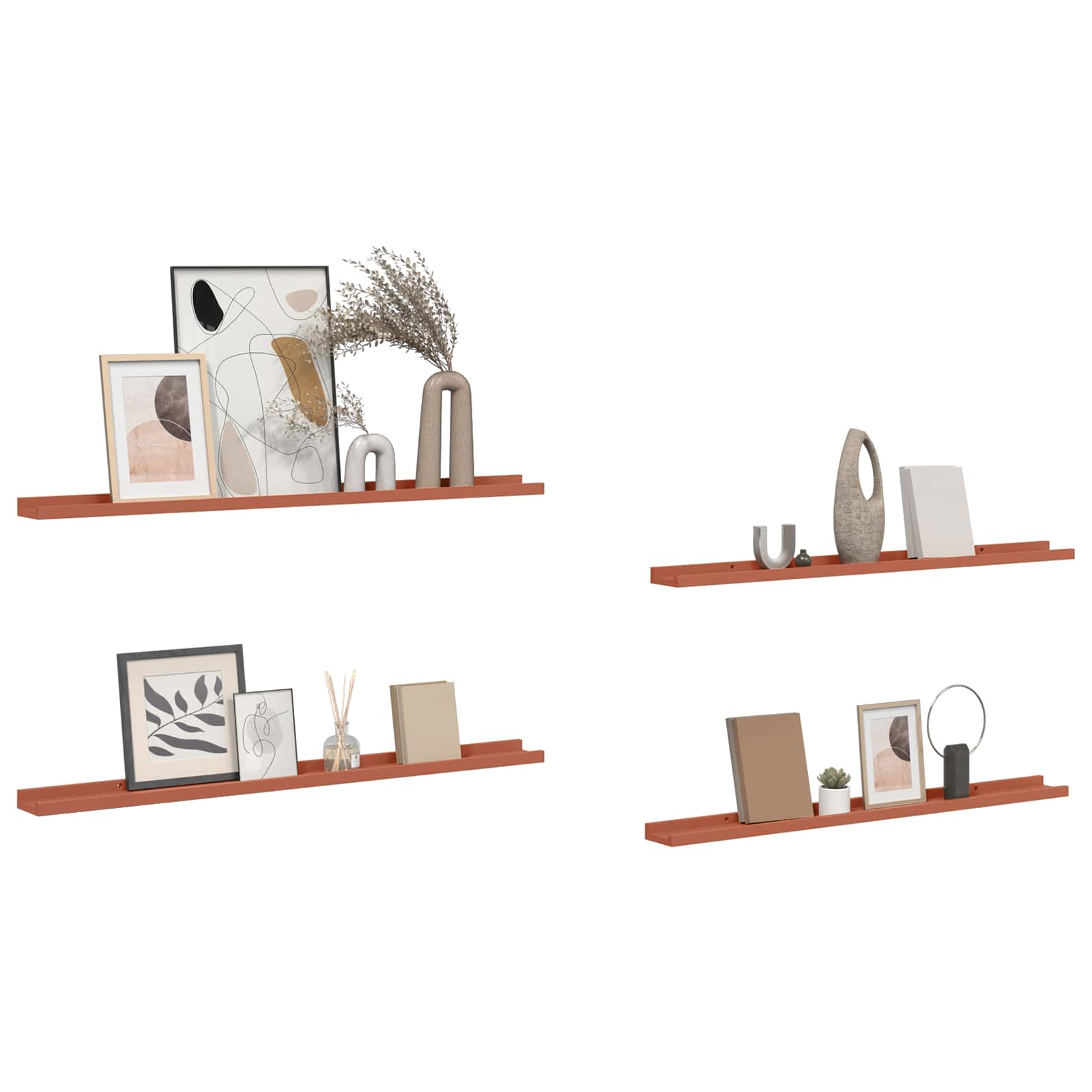 Ράφι Τοίχου 4 pcs Κόκκινο 100 x 9 x 3 cm Επεξεργασμένο ξύλο
